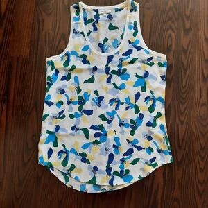 Equipment Blue and Green Floral Tank Top